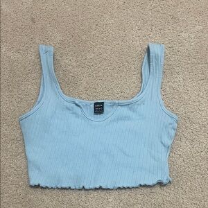 Shein Sky Blue Ribbed Crop Top
